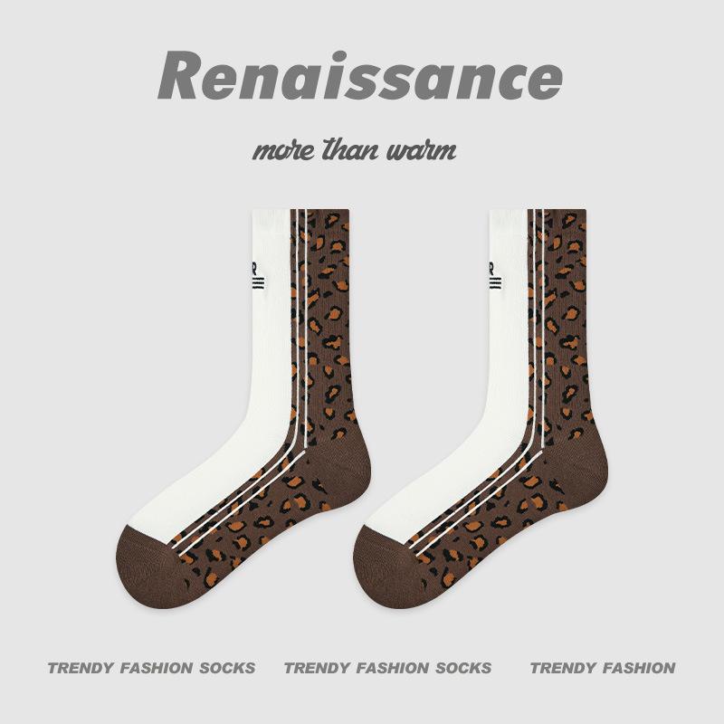 Ladies Autumn Winter New Letter Preppy Style Fake Two Tube Stack Socks