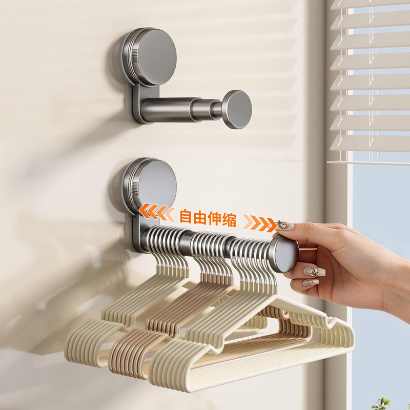 Retractable hanger No punching Wall hanging Balcony Bathroom Multifunctional storage Clothes drying rod Household shelf artifact