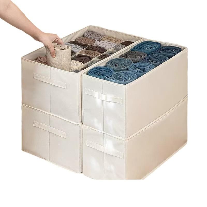 Japanese Style Cotton Linen Clothes Organizer With Dividers For Drawer Storage And Closet Use