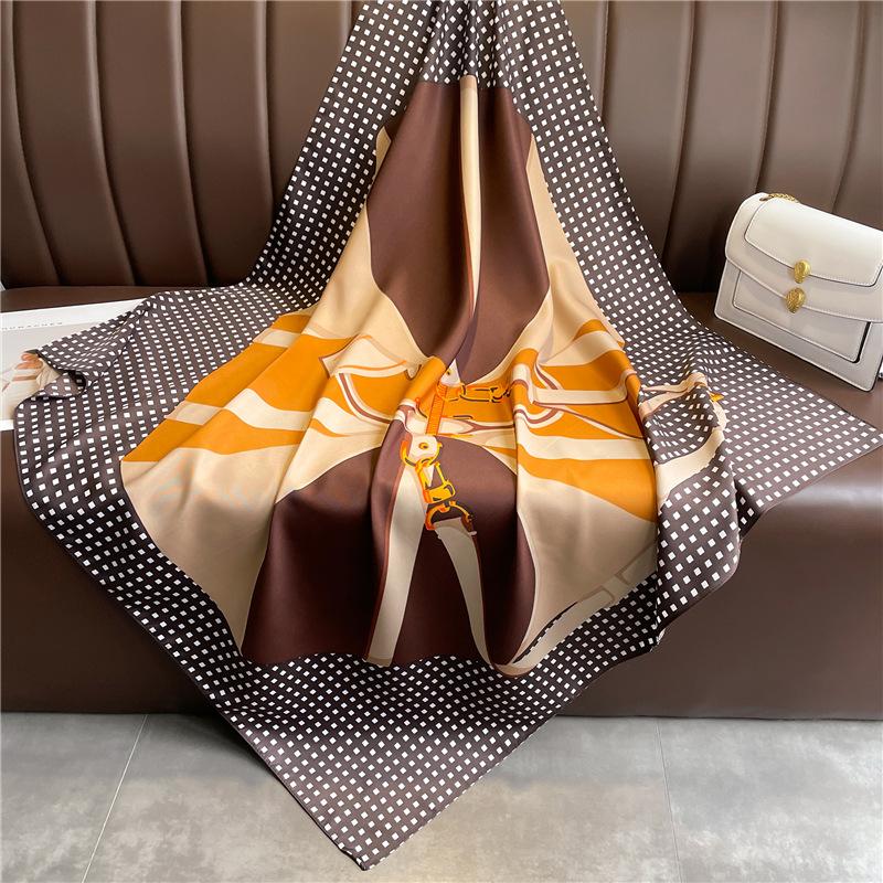 New 90X90cm Square Silk Scarf Women Popular Scarves Ladies Hair Neck Bandanna Headband Foulard Headcloth Muslim Headscarf Female