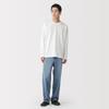MUJI Jersey Knit Crew Neck Long Sleeve Size AB1L3A6S Men's T-Shirt, White, M,