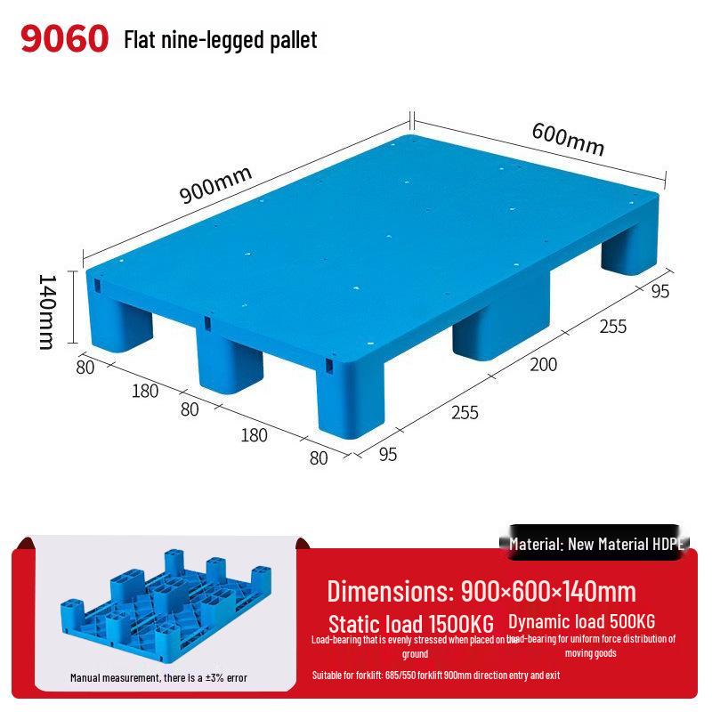 Warehouse Grid Plastic Pallet: Thickened Moisture-Proof Single-Sided Floor Mat for Logistics.
