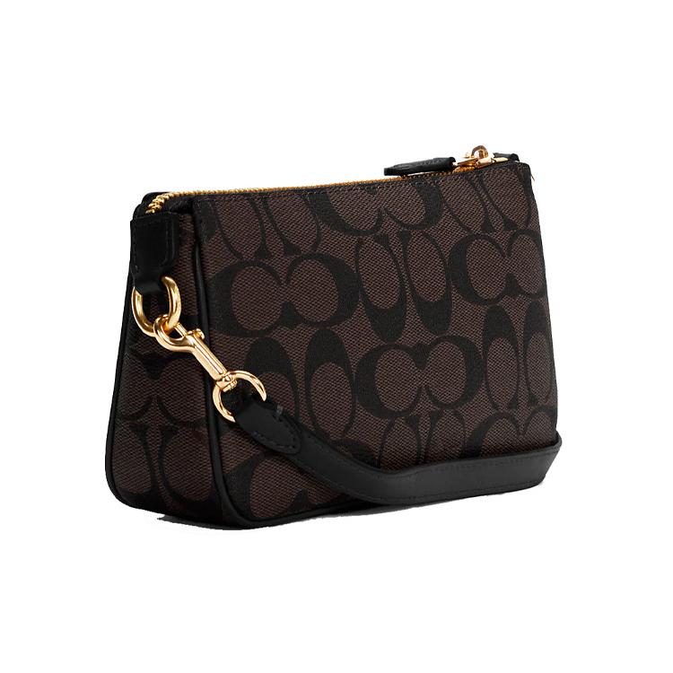 COACH Nolita Coated Canvas Smooth Leather Pochette Underarm Wrist Bag Clutch Small Women's Brown Black (Unisex) Clutches C3308 IMAA8