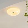 Francuska Retro Kremowa Okrągła Szklana Lampa Sufitowa