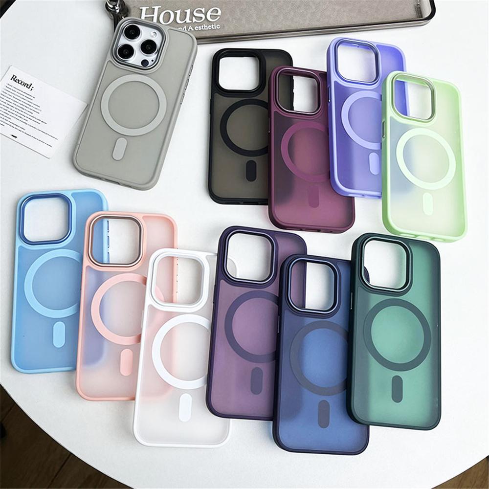 Matte Translucent For Magnetic Wireless Charge Case For For Iphone 17 16 11 12 13 14 1 Pro Max Hard Armor Shockproof Cover