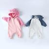 Autumn Winter Fleece Baby Jumpsuit: Cartoon Animal Footed Romper