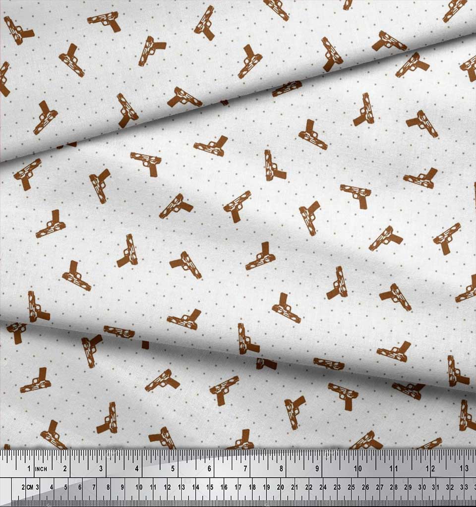 Soimoi Rayon Fabric Dot & Weapon Print Fabric by the Yard 42 Inch Wide