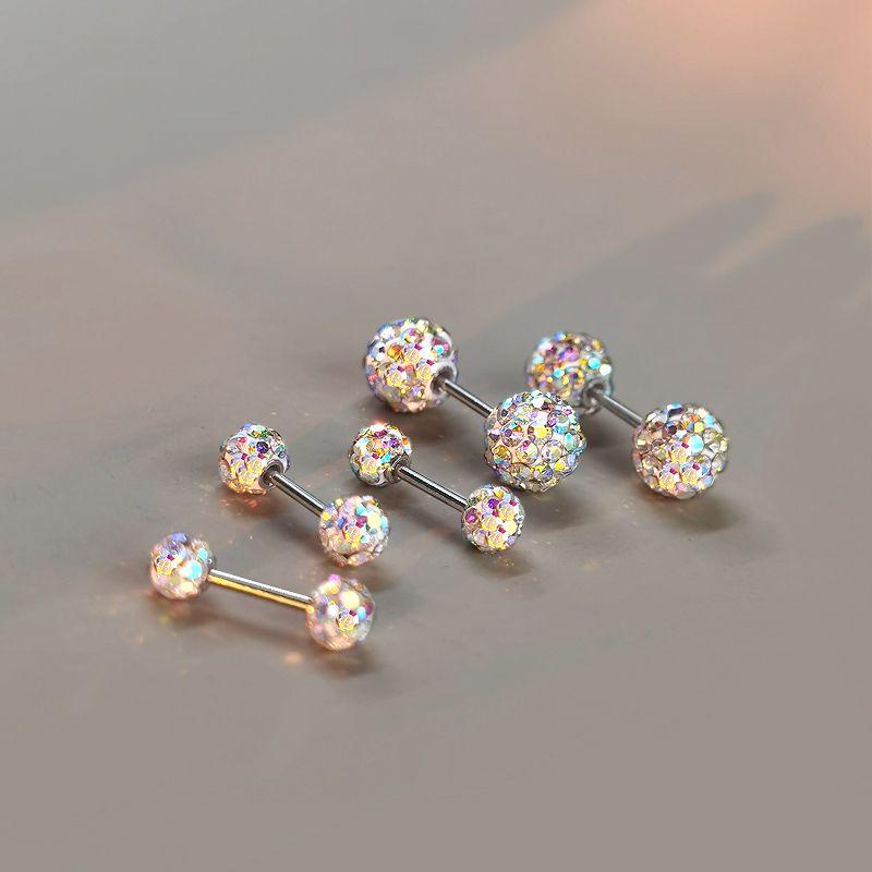 

Medical Titanium Steel Double-Headed Full Diamond Super Flash Korean Style Earrings 3mm colored diamond a price