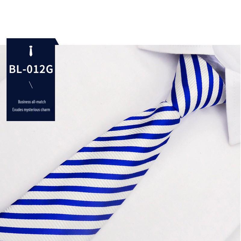 Men's Easy Pull Blue Striped Business Tie