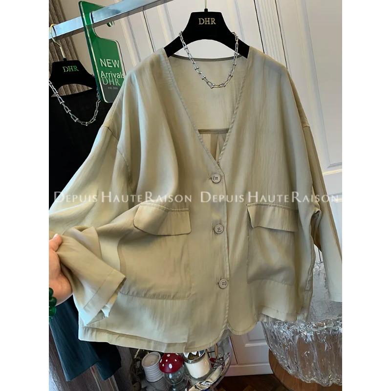 

Light Luxury Double Pocket Shirt Women s Sun Protection Loose Pure Lust Style Thin Top L жовтий
