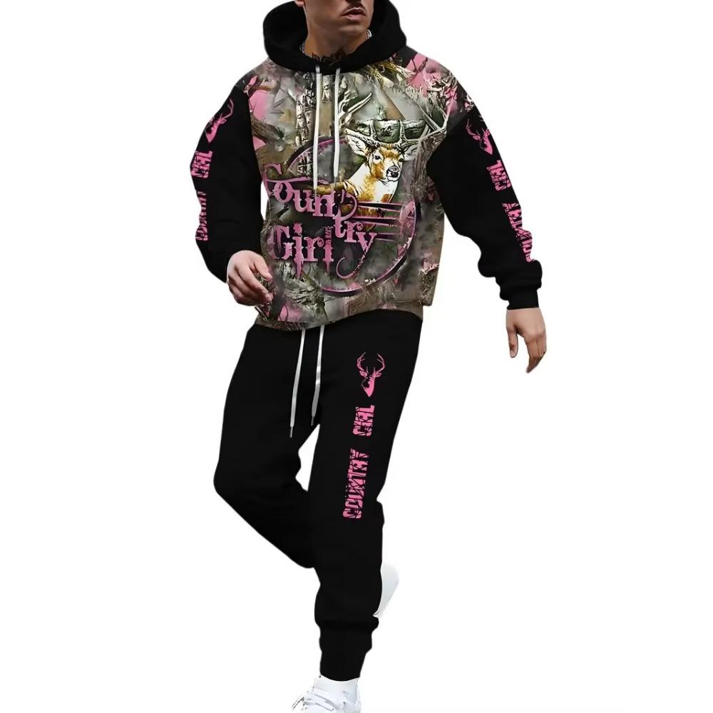Two Piece Hoodie Pant Sets Animal Wolf Lion 3d Print Set Men Women Fashion Hoodie+Pant 2Piece Sets Tracksuit Suit Sports Comfort