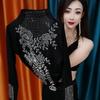 Autumn Winter Women's Fleece-lined Base Shirt Soft and Warm Double-sided Fleece Base Shirt Rhinestone Slim-fit Long-sleeve Stretch T-shirt