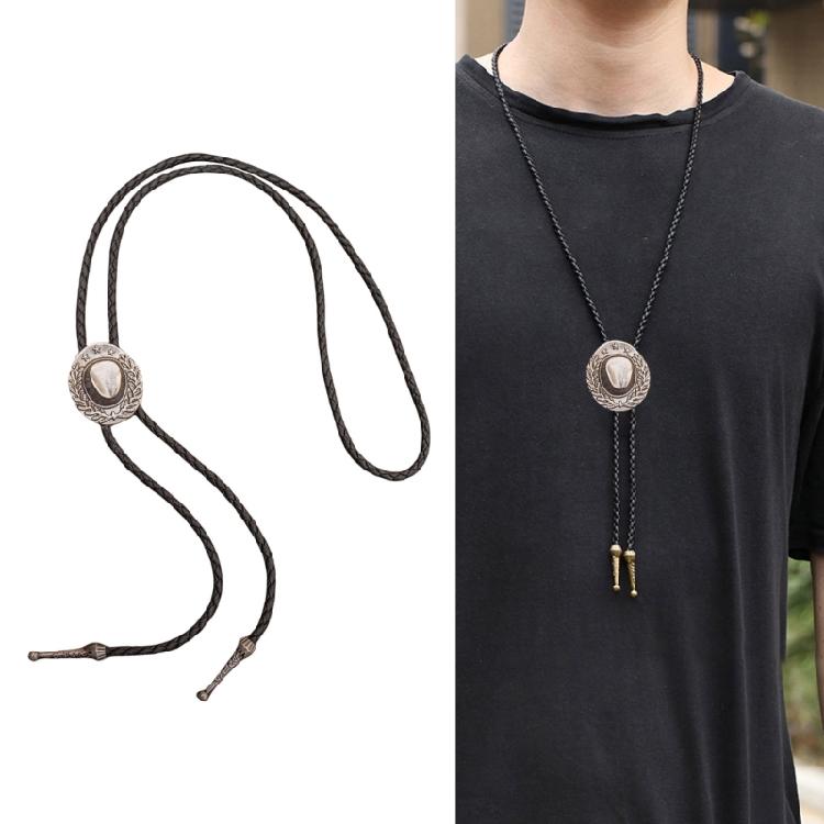 6Pcs Men's Fashion Rodeos Bolo Tie with Adjustable Leather Strap and Western Cow Skull Metal Pendant Necktie Necklace