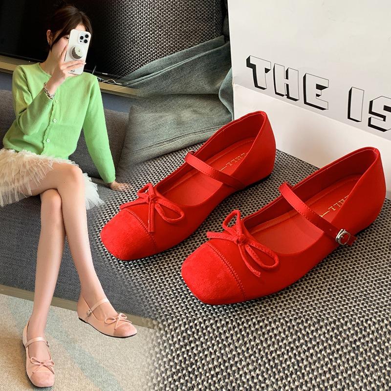 inner height increase women's single shoes square head Mary Jane women's shoes casual small red shoes fat feet wide feet large size women's shoes