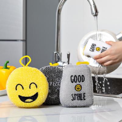 4 Stück Cartoon Smiley Gesicht Spülschwämme Küche Doppelseitige Scheuerschwämme Haushalt Topfreinigung Und Schüsselreinigung