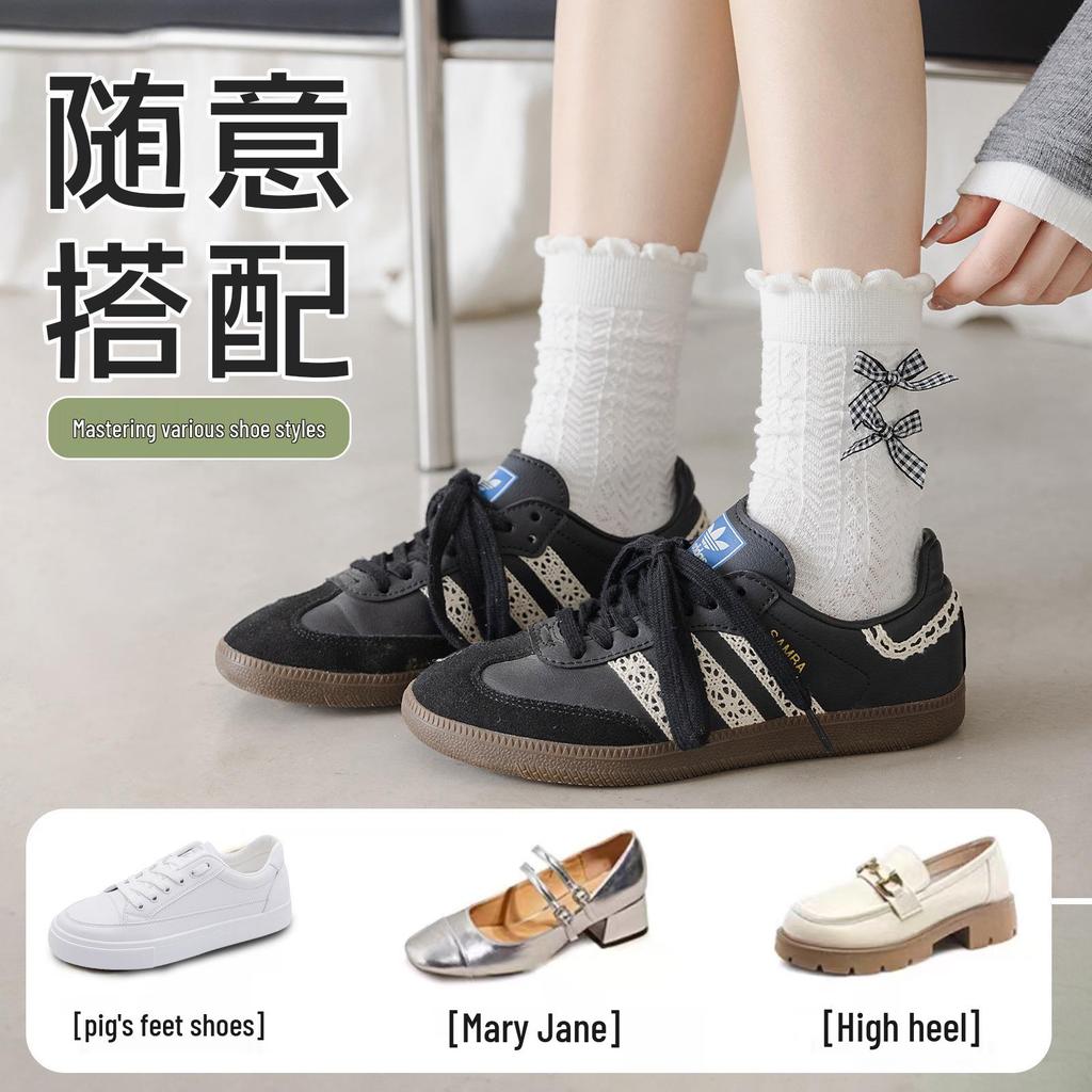 Damen Koreanische Mid-Calf Socken mit Schleife