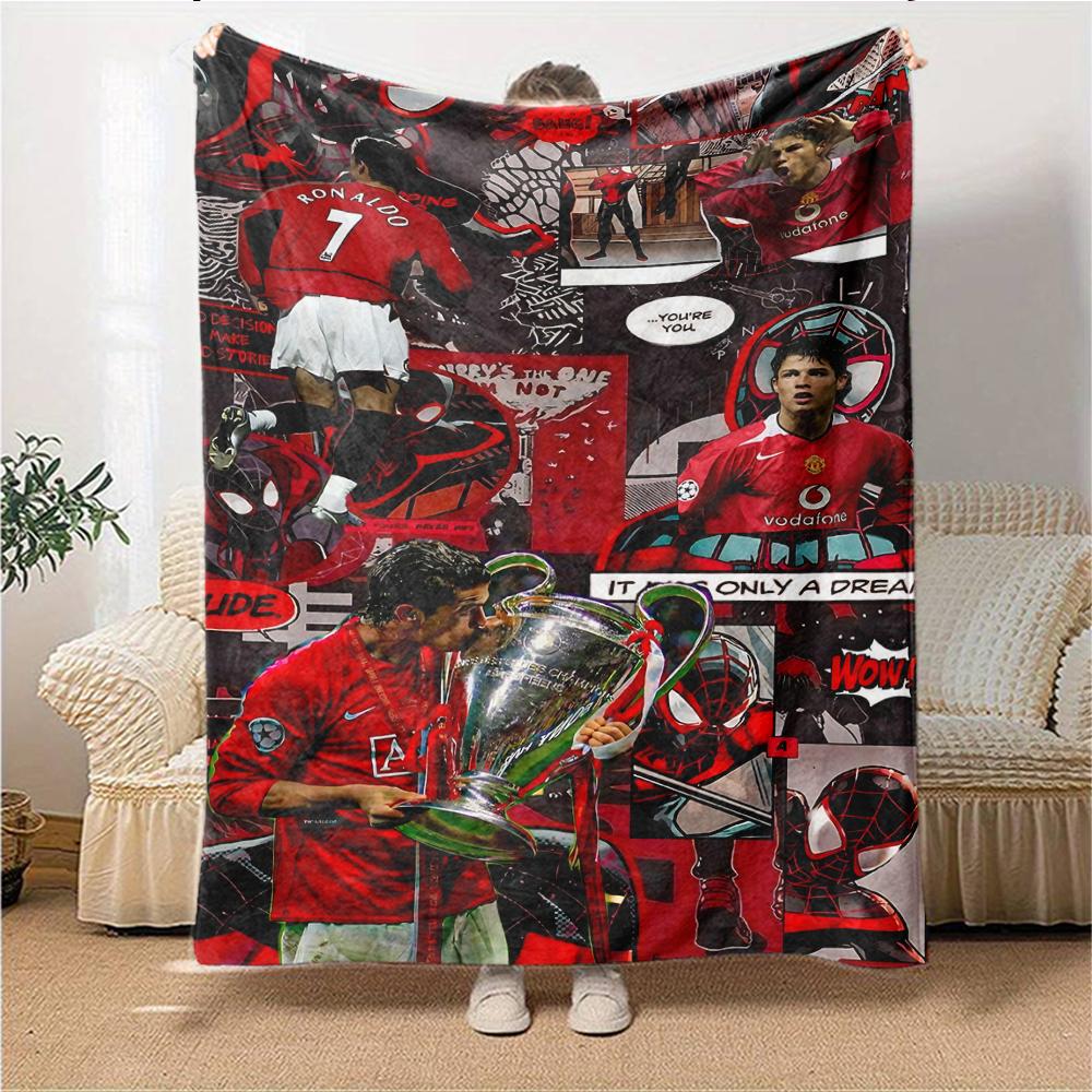Ronaldos Legacy Lights bedruckte Flanelldecke, atmungsaktiv und warm, ein stilvolles Geschenk für Zuhause, geeignet für den Gebrauch zu Hause, im Büro und als Tagesdecke. 0713a5