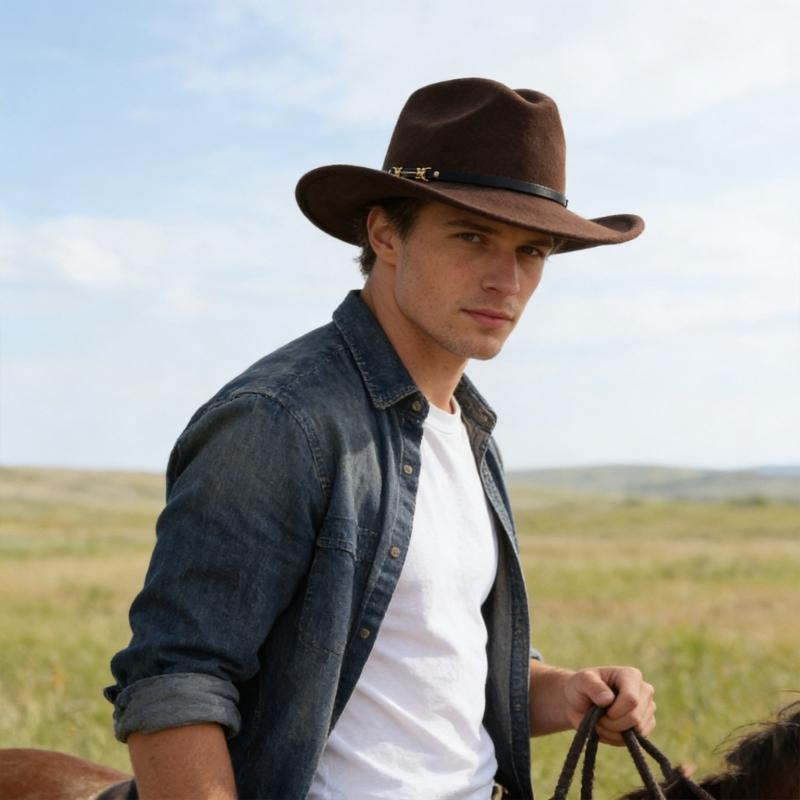 Windproof Cowboy Cap with PU Hat Belt and Wide Brims Design for Enhancing Sun Protections In Outdoor Activity Essential