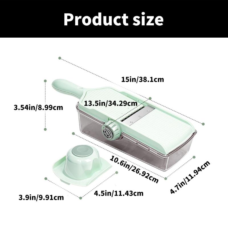 Handheld Kitchen Mandoline Slicer for Vegetables Cheese Manual Onion Cutter Practical Food Cutting Tool with Container