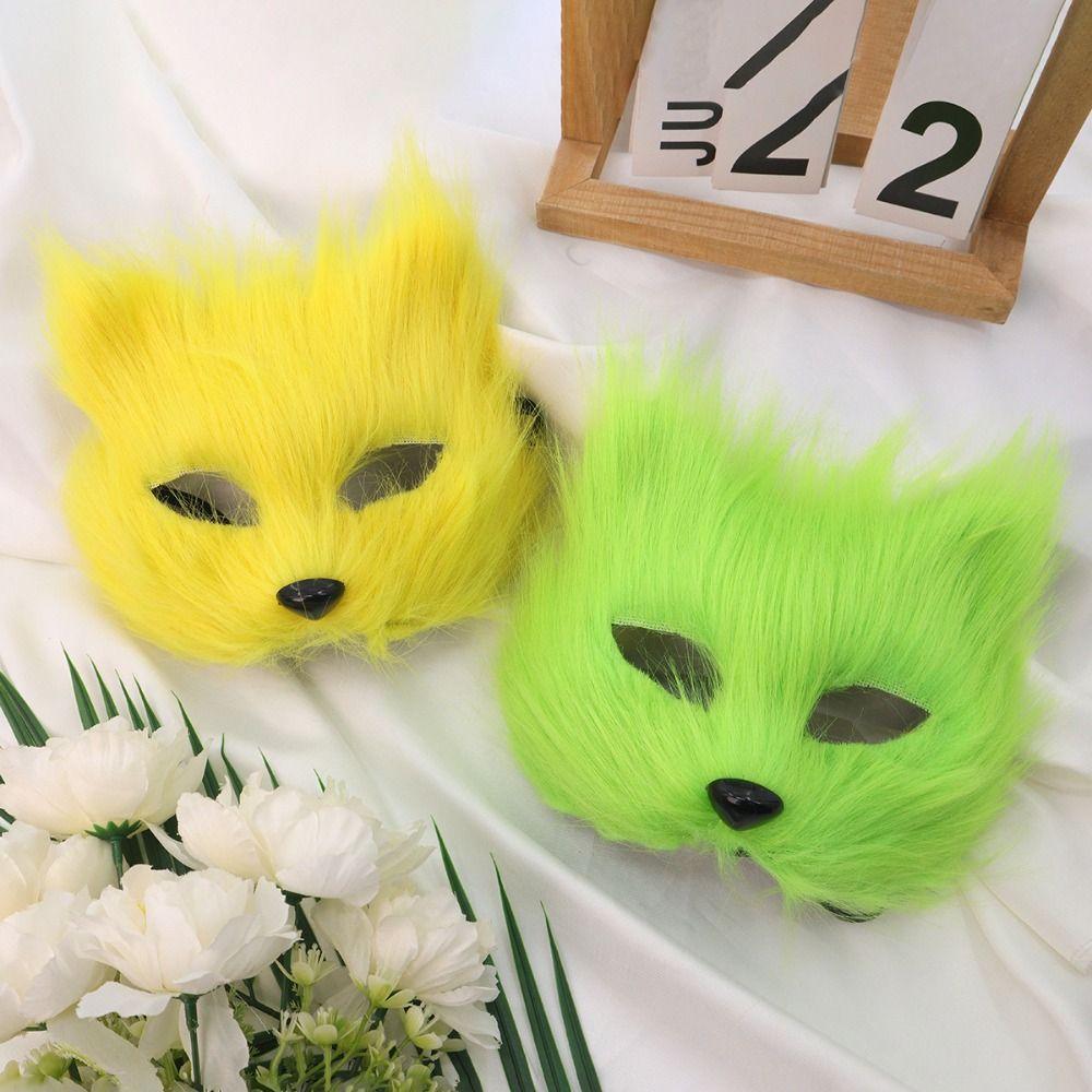 Cartoon Plush Cat Mask Realistic Masquerade Mask Ghost House Decor Eye Mask  Cosplay Props