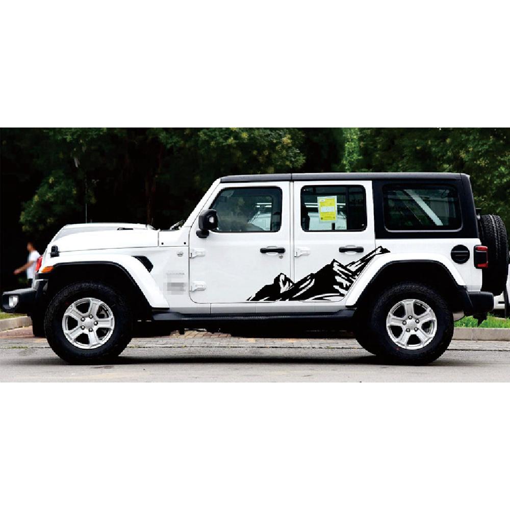 Graphic Snow Mountain Car Sticker Auto Side Skirt Decal For Jeep Wrangler 2 Pcs