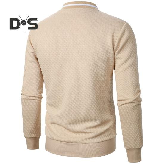 Herren Sweatshirtjacke Jacquard-Design Einfarbig Langarm Casual Top Stehkragen Lockerer Reißverschluss Outdoor Streetwear Mantel Sweatshirts