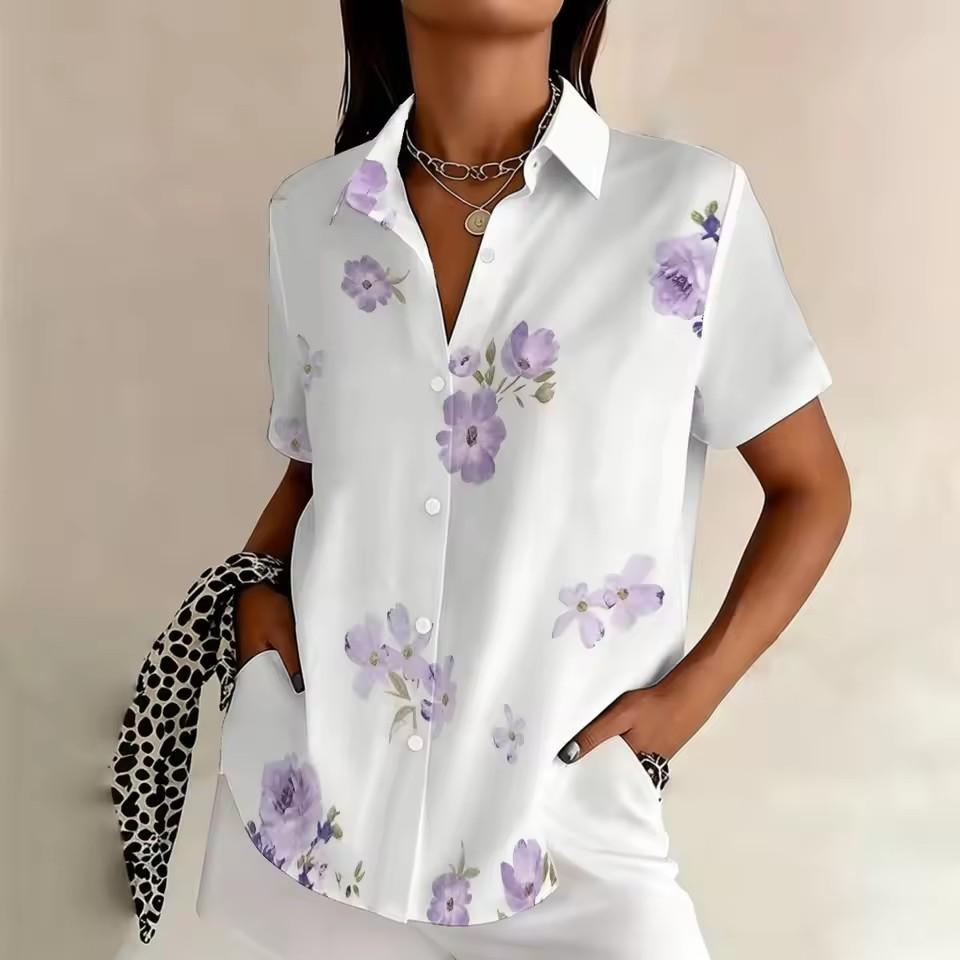 Plus Size Women's Printed Shirt, Summer Comfortable Regular Loose Fit, Commuting & Casual Versatile Shirt