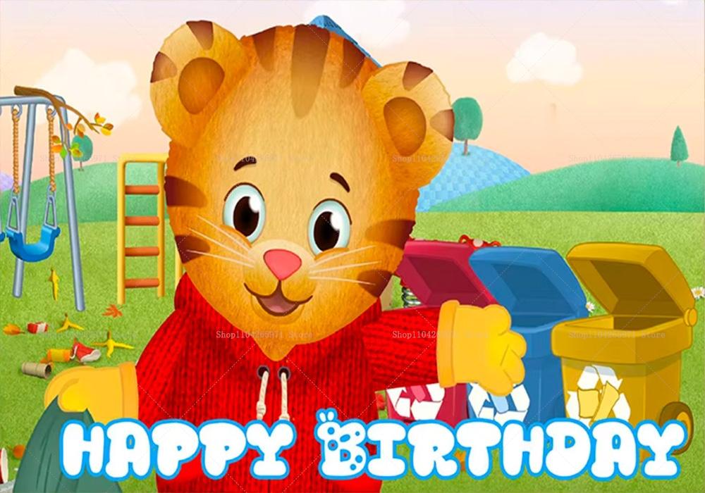 Sfondo Cartone Animato Daniel Tiger, Striscione con Tema Amici del Quartiere, Decorazione Festa Bambini, Sfondo Fotografico