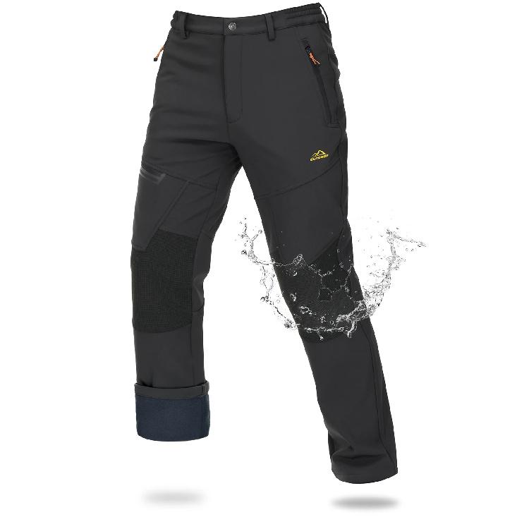 MAGCOMSEN Softshell Ski Pants Mens Winter Warm Fleece Lined Snow Trousers Waterproof Windproof Hiking Outdoor Thermal Pants