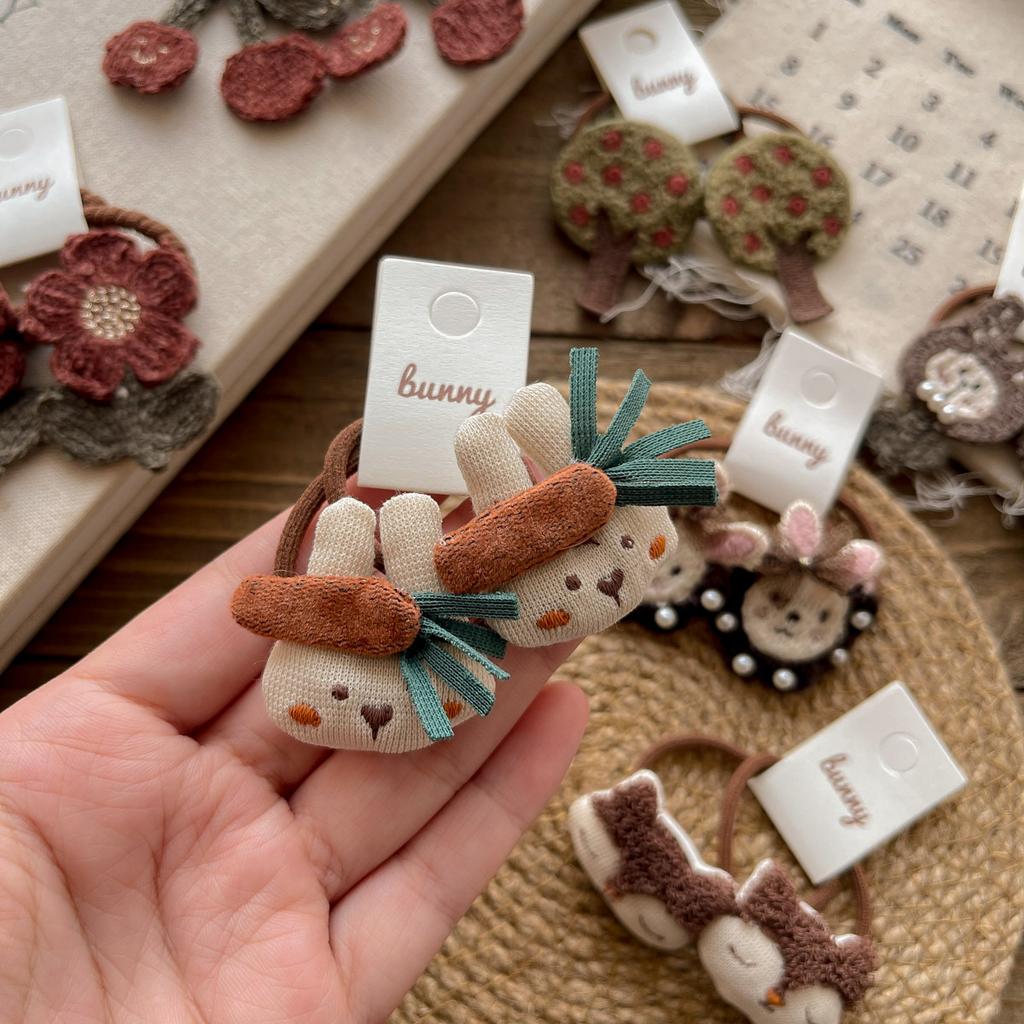 2pcs New Cute Hair Rope Korean Kawaii Cartoon Rabbit Children Hair Band Headwear Girls Kids Hair Accessories