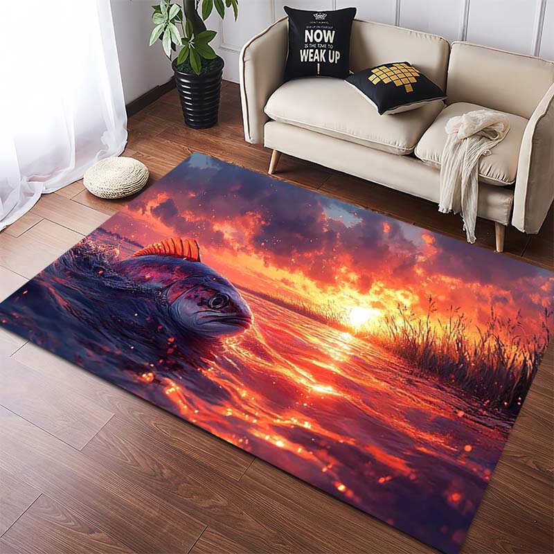 Private Jet Above Clouds Area Rug, Non-Slip Floor Mat for Living Room