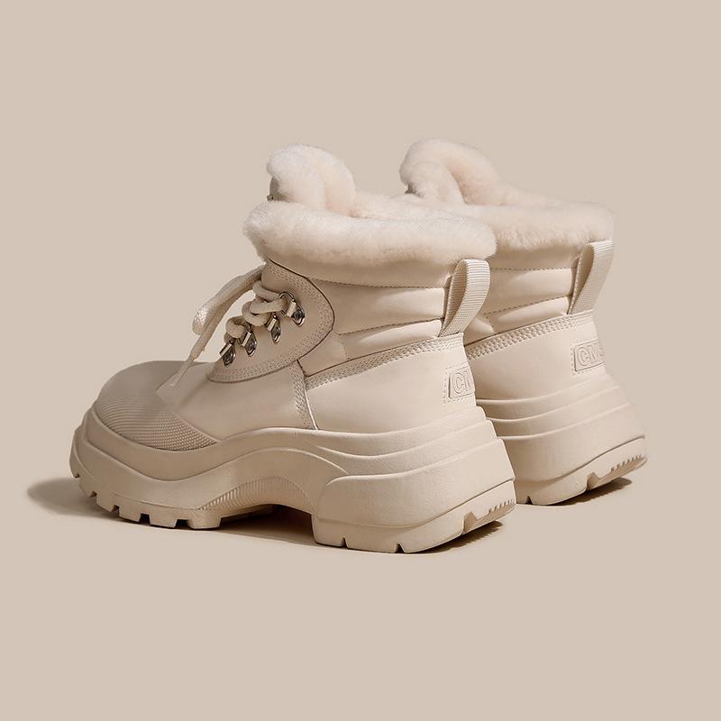 

Northeast snow boots women s 2024 new winter velvet thickened warm large cotton shoes thick sole heightening Martin short boots 35