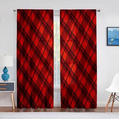 Plaid con Linee Diagonali e Rombi Tende in Tulle per Soggiorno Camera da Letto Decorazioni Chiffon Voile Trasparente Tenda da Finestra
