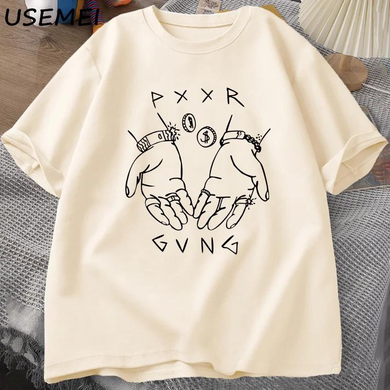 Pxxr Gvng The White Family T-shirts O Neck Oversized Tshirt Men Cotton Short Sleeve Tee Shirt Summer Graphic Tees Streetwear