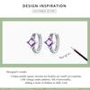 BAMOER 925 Sterling Silver Purple Zirconium Snake Pattern Ear Buckles for Women Fine Jewelry Luxury Brand Earrings Gift