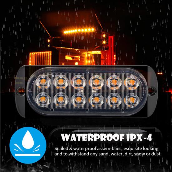4Pcs Warning Light 18 Strobe Modes Low Power Consumption 12V-24V External Truck Side Lamp for Car