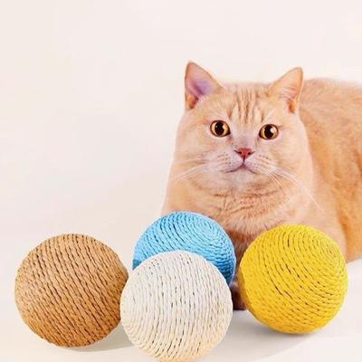 1Pc Sisal Sounding Kitten Interactive Pet Toy Anti Bite Cat Scratching Ball 8CM Teeth Cleaning