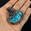 Tibetan Turquoise Pendant, 999 Copper Wire Wrapped Gemstone Jewelry, Handmade Pendant, For Thanksgiving