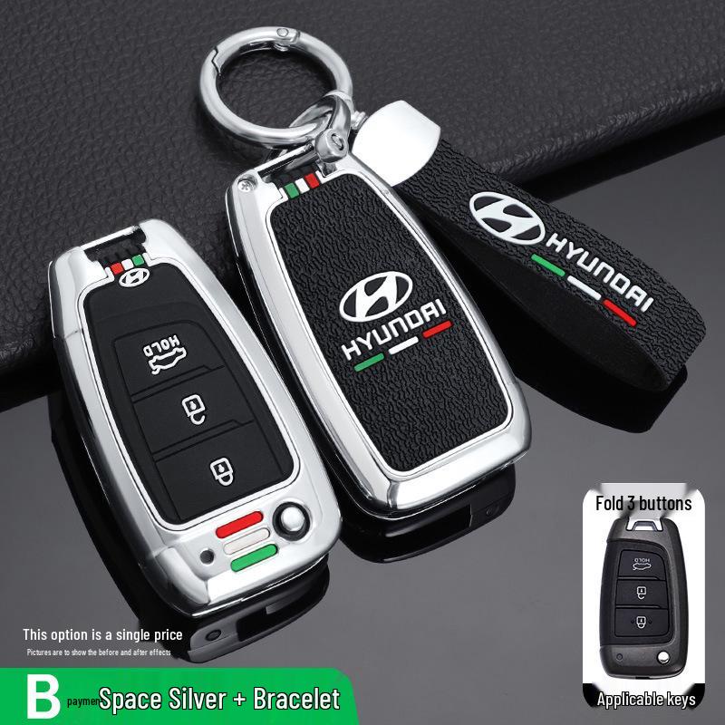 High-End Key Case for 21 Hyundai Models: Fits 2020 Elantra, Reina, ix35 – Unisex Car Key Shell with Buckle