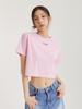 UNKNOWN PLANET Logo Striped Crop Top Pink