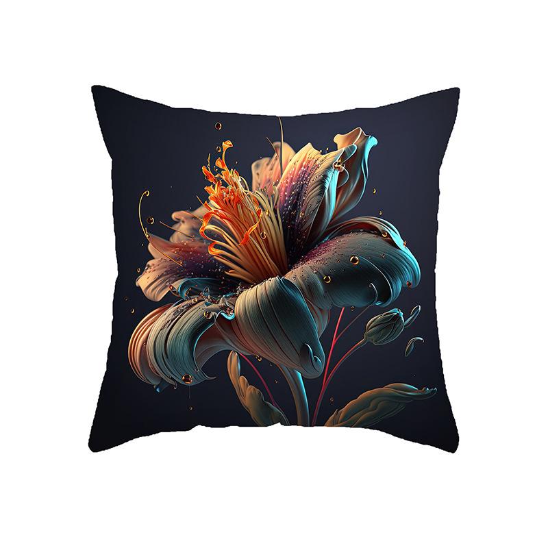 New Home Three-dimensional Printed Flower Pillowcase Office Sofa Bedside Decoration Waist Pillow