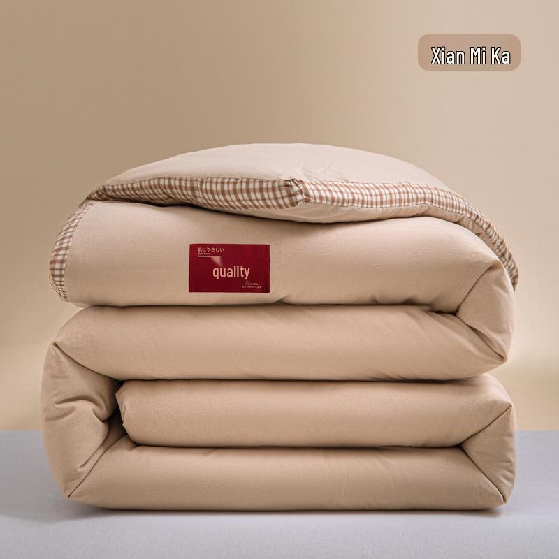 2023 Premium Washed Cotton Soybean Embroidered Thick Autumn/Winter Quilt for Single/Double Beds
