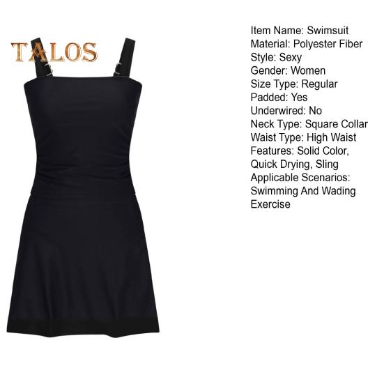 Women Swimsuit Sling Sleeveless High Waist Bathing Suit One-Piece Beachwear Solid Color Quick Drying Monokini