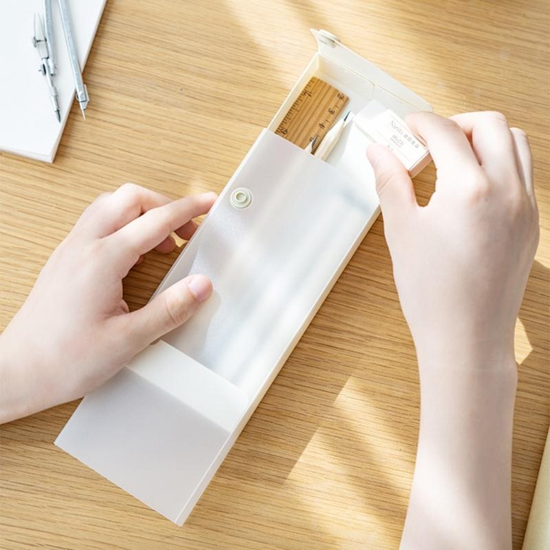 2Pcs Plastic Pencil Box Large Capacity Pull out Pen Case Sketch Pencils Organiser Case Coloring Pencil Container