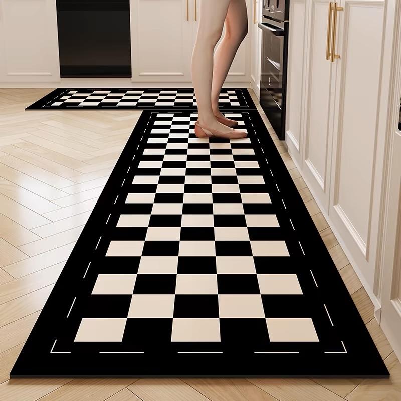 Plaid Kitchen Long Carpet Anti Oil And Anti Slip Quick Dry Floor Mat, Easy To Clean Carpet, Anti Fouling Foot Mat, Kitchen Floor