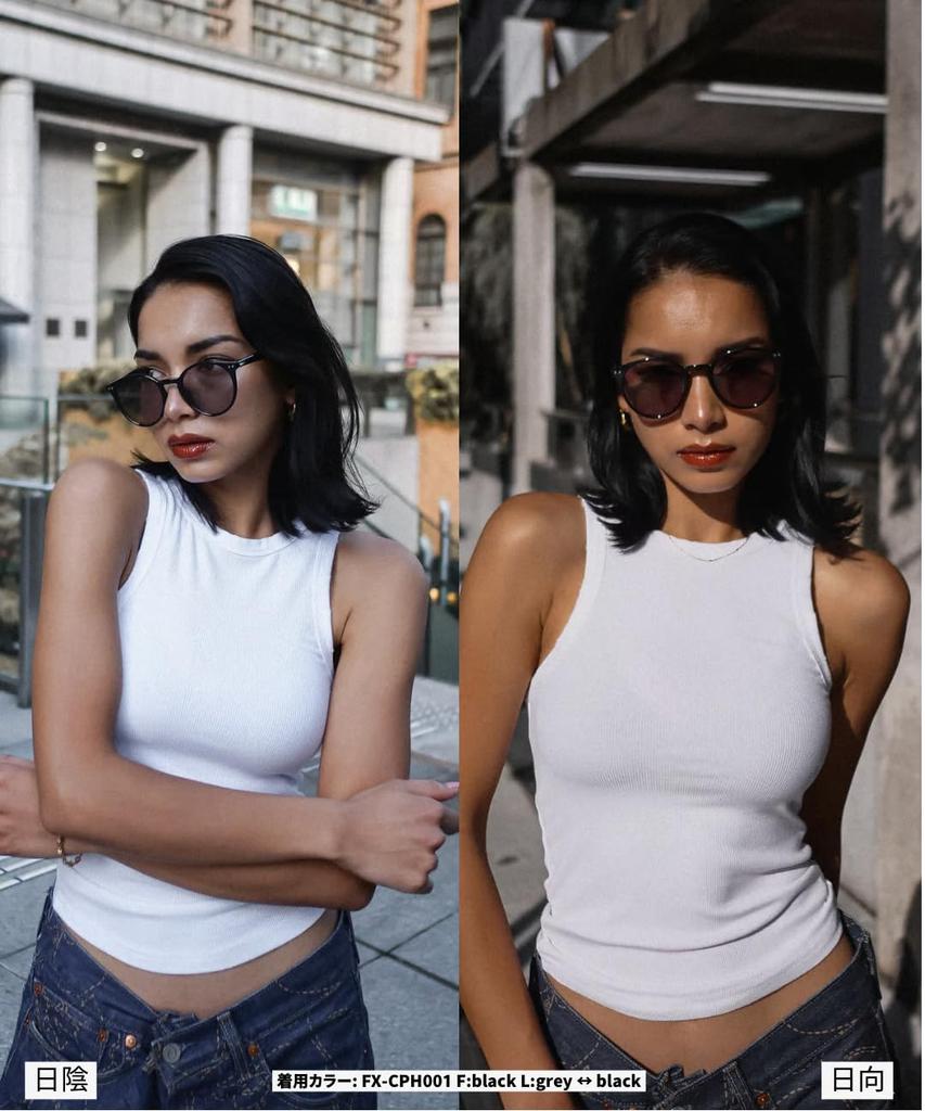 Classic Round Sunglasses with Photochromic and Polarized Lenses Black Brand Popular Stylish Fashion Glasses UV Protection [Flex] (F L Blue-dark