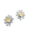 New Autumn and Winter Jewelry High Carbon Diamond Yellow Ice Flower Cut Copper Inlaid Princess Square High-end Fashion Earrings