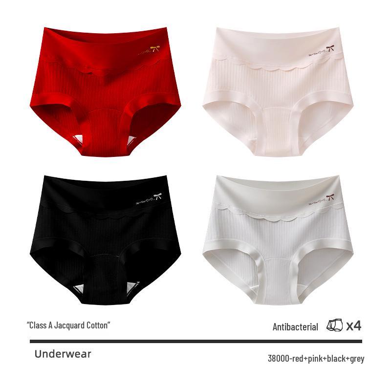 Women's Plus Size High Waist Cotton Antibacterial Triangle Briefs 