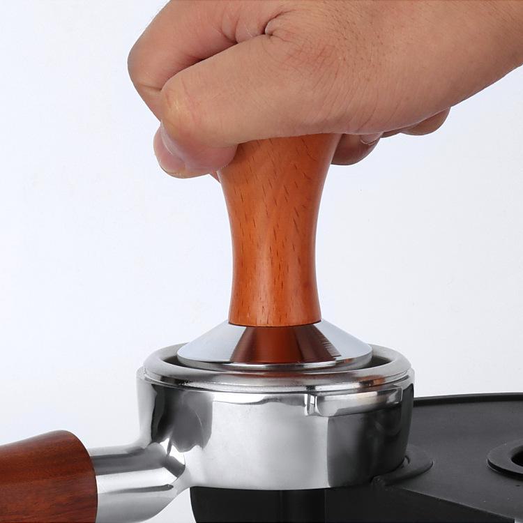 Stainless Steel Coffee Tamper, 51/53/58mm, Wooden Handle, Solid Powder Distributor