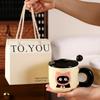 Cat Mug Retro Design Ceramic Water Cup with Lid Gift Box Souvenir High End Sense Cup Cartoon Girl